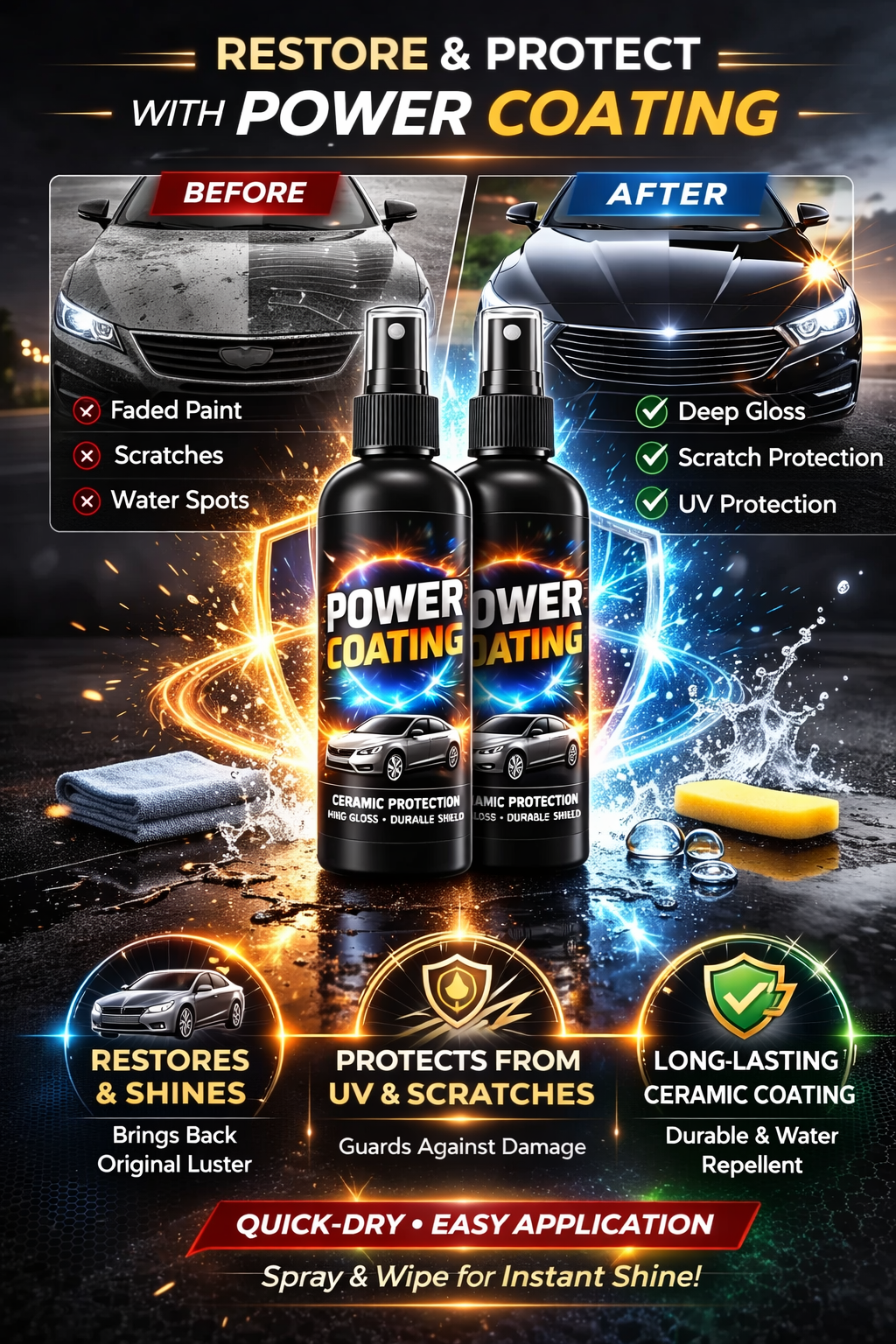 Power Coating Car Polish For Long-Lasting Shine 100ml Each pack of 4