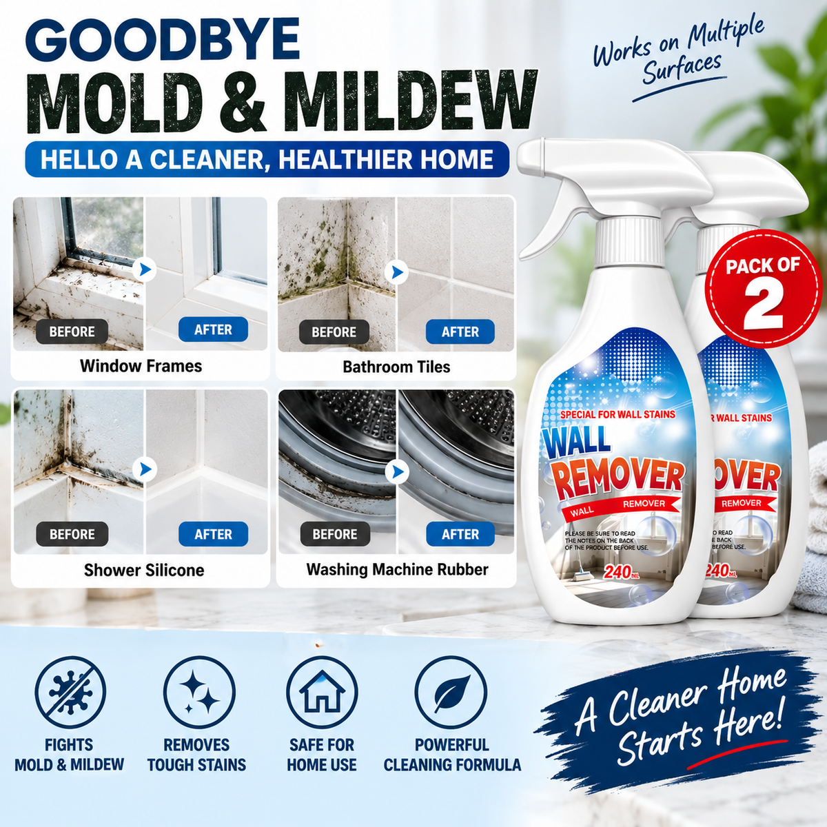 Wall Mold remover spray (Pack of 2)