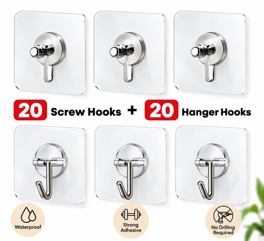 Trendzen Heavy-Duty Self-Adhesive Hooks – 40 Piece Combo