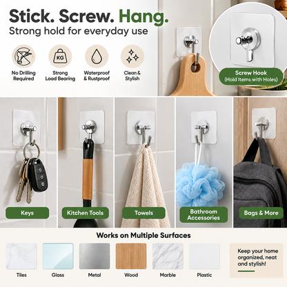 Trendzen Heavy-Duty Self-Adhesive Hooks – 40 Piece Combo