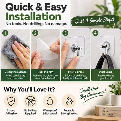 Trendzen Heavy-Duty Self-Adhesive Hooks – 40 Piece Combo