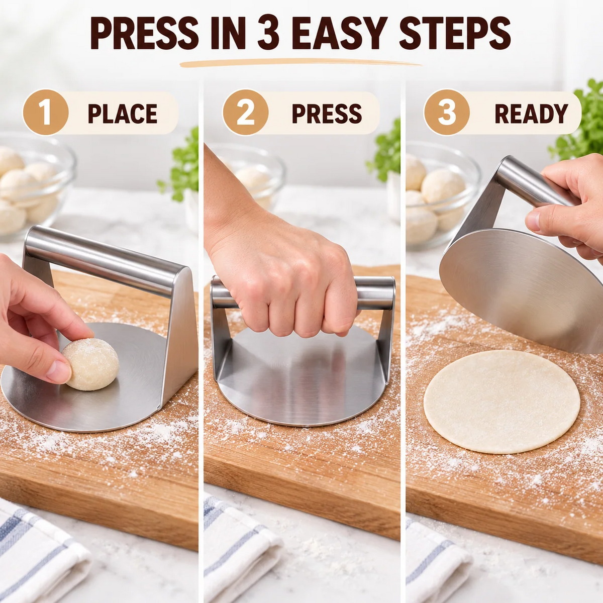 TRENDZEN Stainless Steel Roti & Puri Press