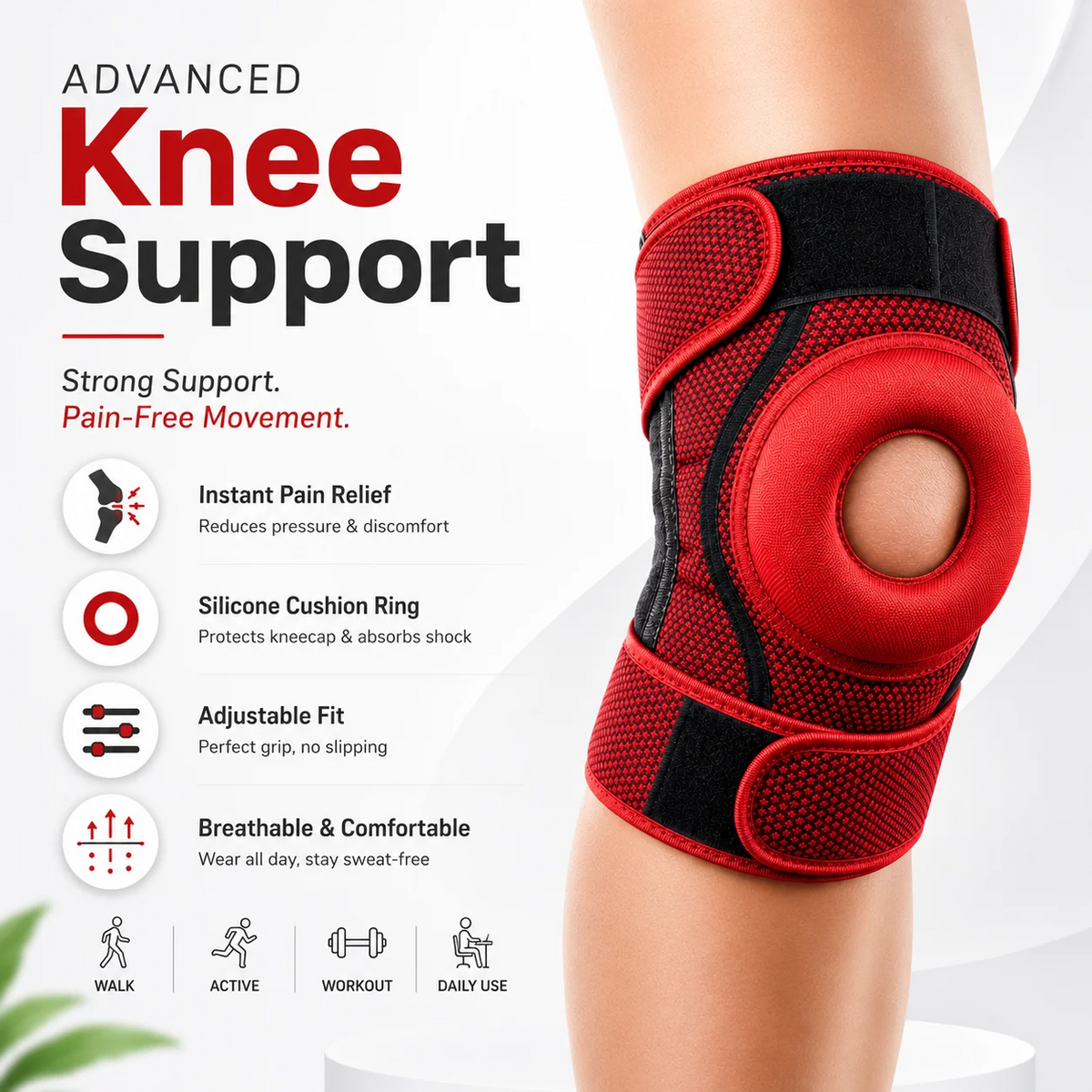 Trendzen 360° Silicone Knee Support (Free size) – Buy 1 Get 1 Free