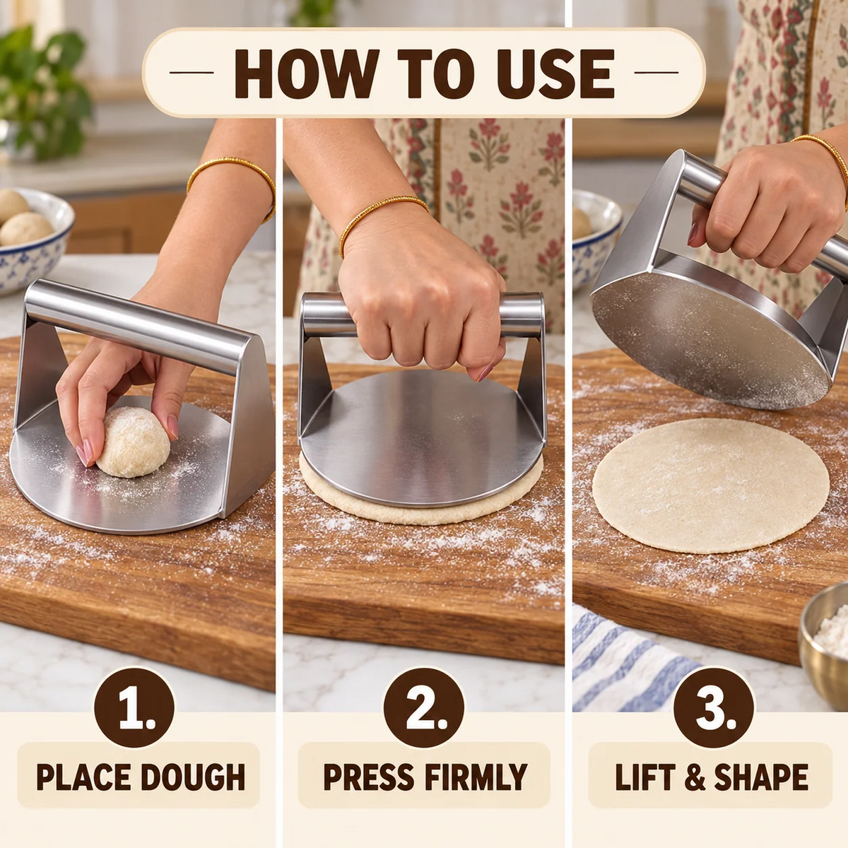 TRENDZEN Stainless Steel Roti & Puri Press