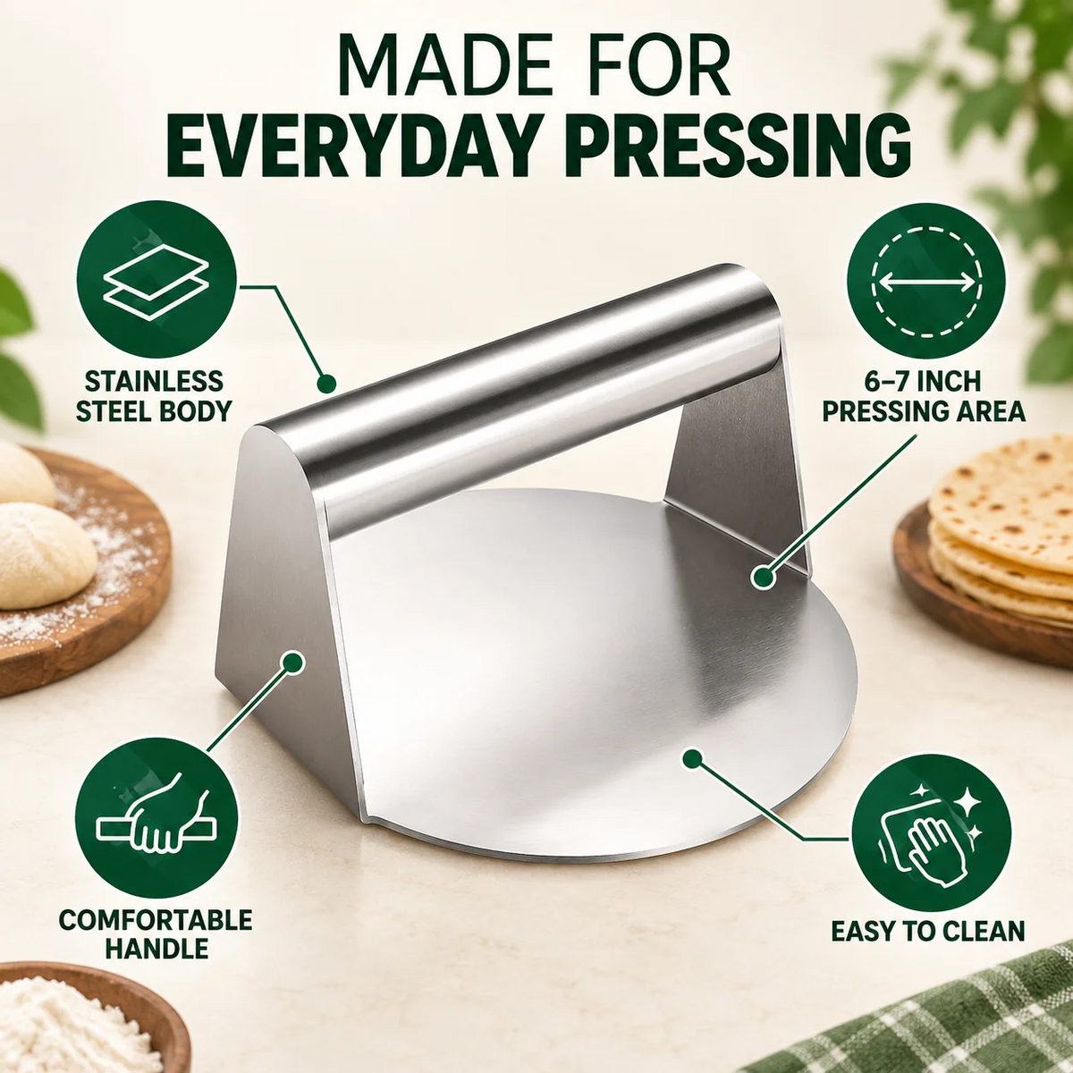 TRENDZEN Stainless Steel Roti & Puri Press