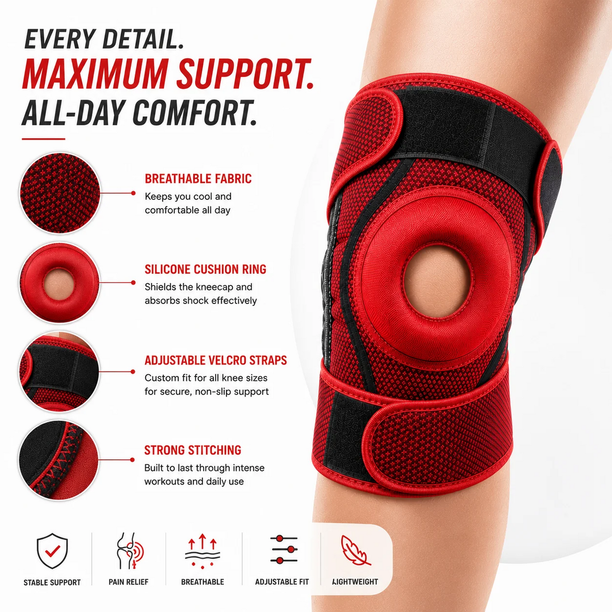 Trendzen 360° Silicone Knee Support (Free size) – Buy 1 Get 1 Free