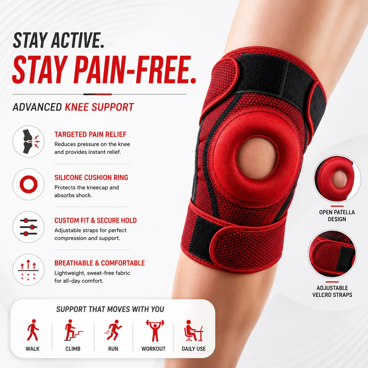 Trendzen 360° Silicone Knee Support (Free size) – Buy 1 Get 1 Free