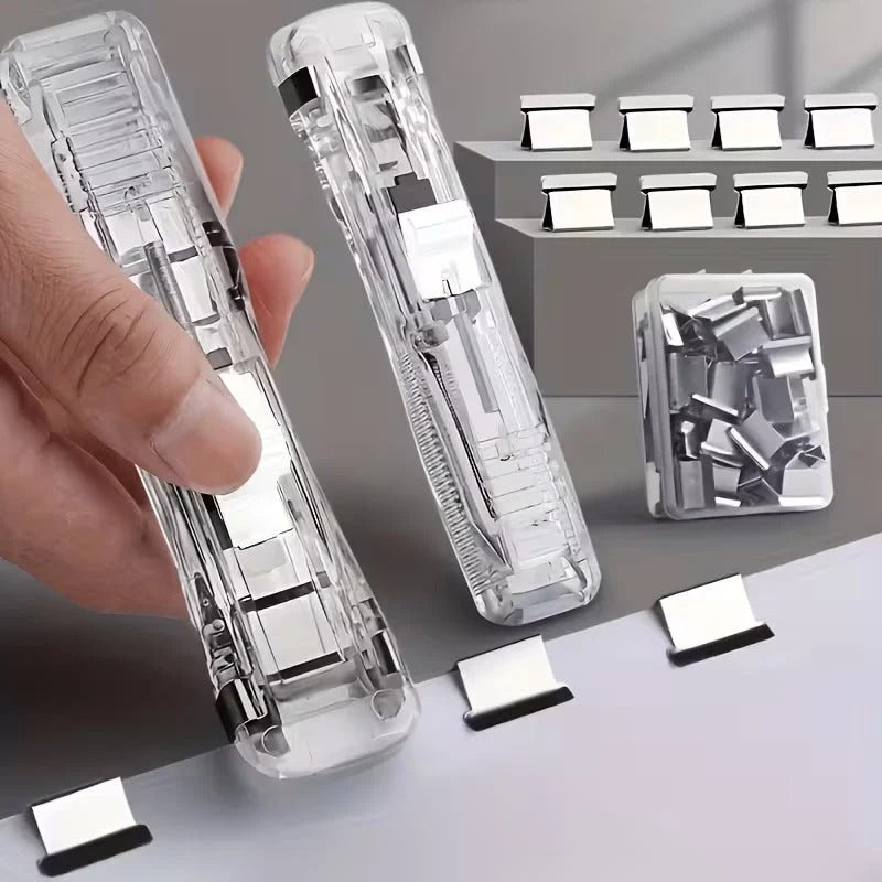 Handheld Push Clam Clip Dispenser & Reusable Paper Fastener Set - Buy 1 Get 1 Free