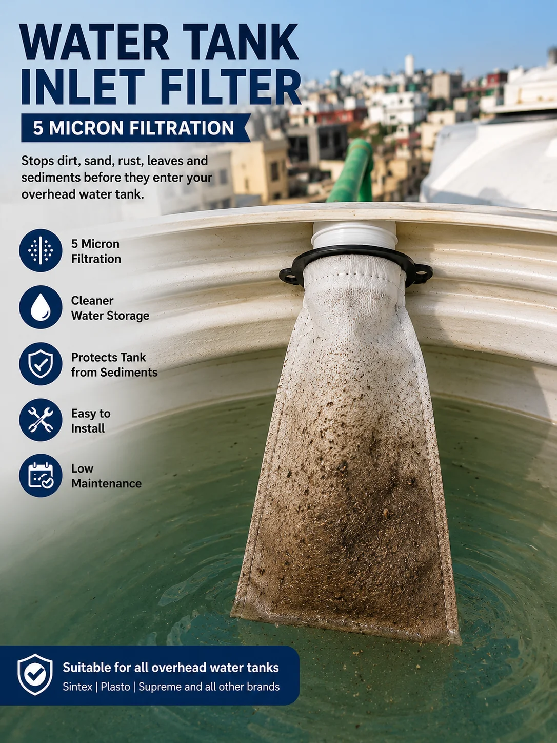 Water Tank Inlet Filter – 5 Micron Sediment Filter | Pack of 2